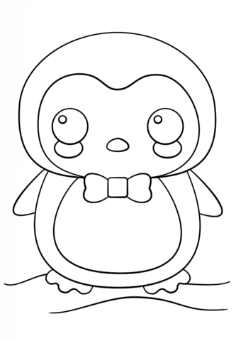 Kawaii Penguin Coloring Page